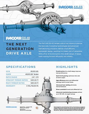 Paccar DX-40 Drive Axle Spec Sheet Thumbnail